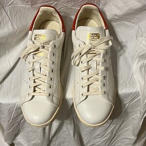 Adidas White and Orange Stan Smith Sneakers